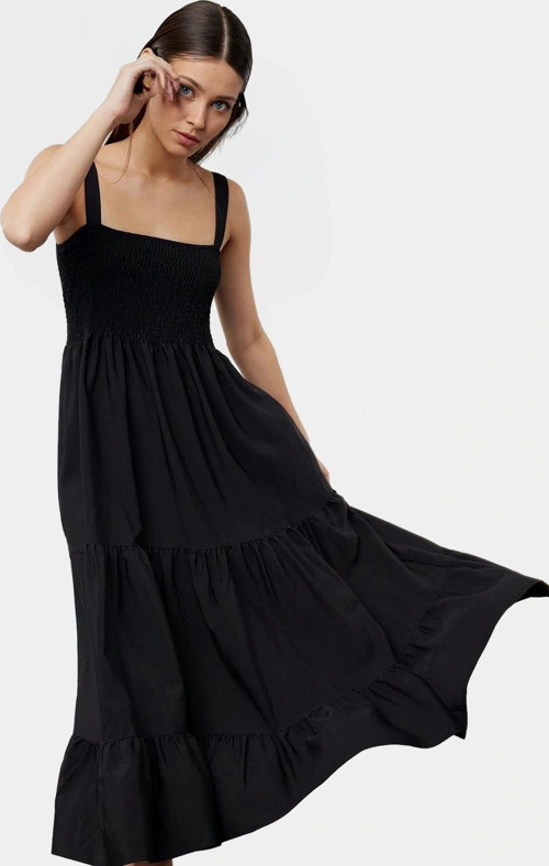 Terrycotton Maxi Elbise Gipeli Kare Yaka Skater Yazlık Trend Tasarım Zarifane
