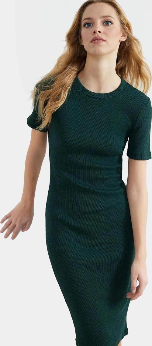 Örme Midi Elbise Bodycon Kalıp Bisiklet Yaka Günlük Kullanım Rahat