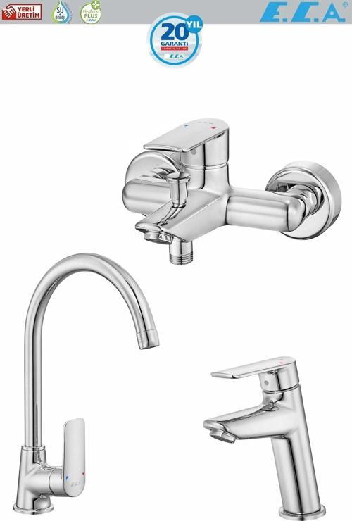 Lia Banyo Bataryası+Eviye Bataryası Ve Lavabo Bataryası Seti 20 Yıl Garantili