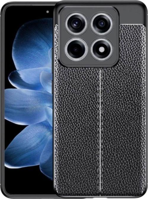 Xiaomi Mi 14 Uyumlu Kamera Korumalı Deri Görünümlü Silikon Kılıf