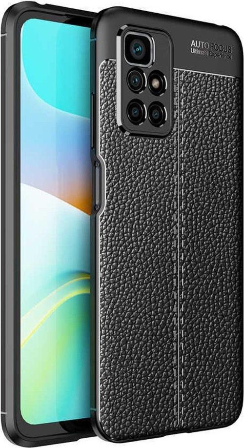 Xiaomi Redmi 10 Uyumlu Kamera Korumalı Deri Görünümlü Silikon Kılıf