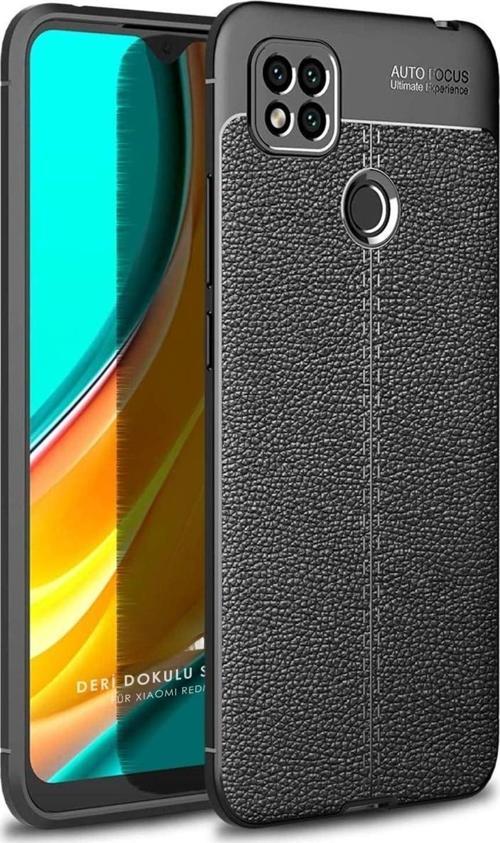 Xiaomi Redmi 10A Uyumlu Kamera Korumalı Deri Görünümlü Silikon Kılıf
