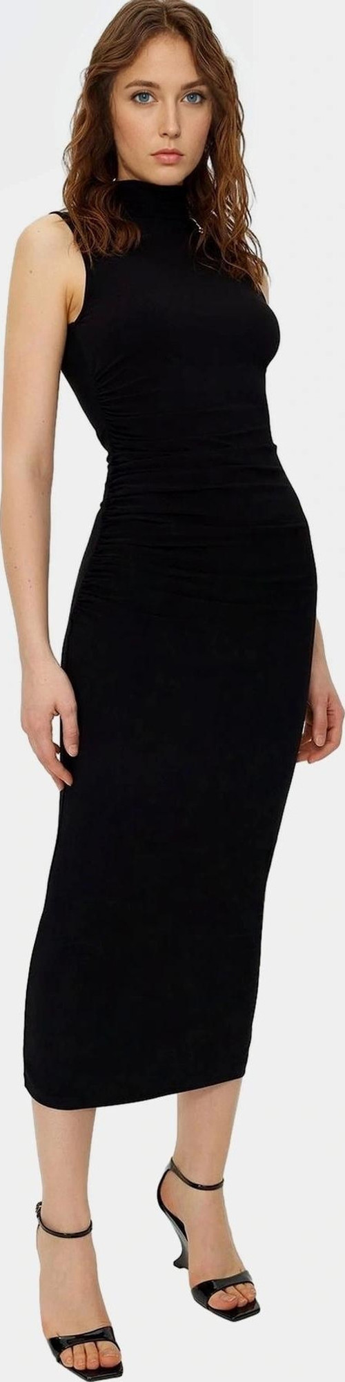 Örme Kumaş Bodycon Maxi Elbise Dik Yaka Günlük Casual Seçkin Malzeme Yüksek Kalite Dayanıklı