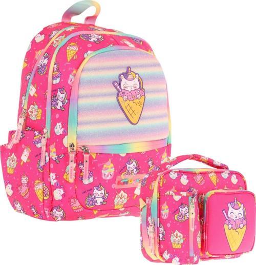 Kids Kız Çocuk Okul Çantası ve Isı Yalıtımlı Beslenme Çantası Seti (L5227+L7227) Kauçuk Dondurma - Pembe