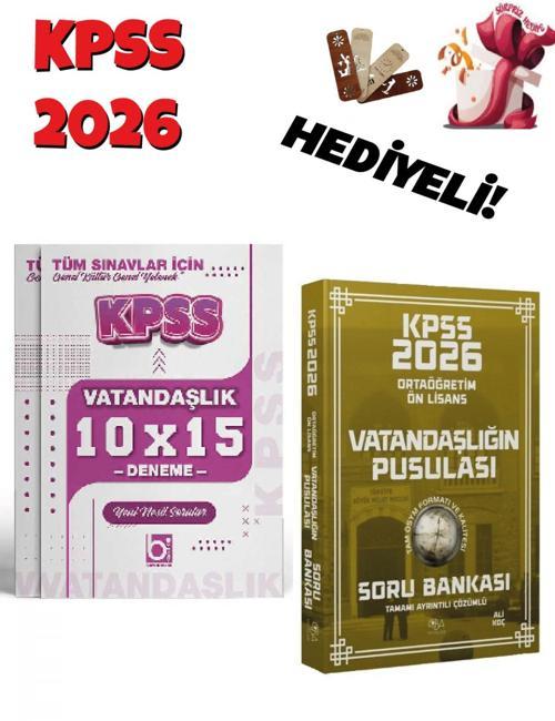 2026 KPSS Lise Ortaöğretim Ön Lisans Vatandaşlık Soru Bankası ve Deneme Seti 2 Kitap Bigelio ve CBA 