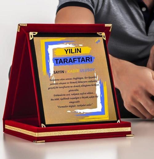 Sarı Lacivert Taraftara Özel Tasarımlı Hediyelik Teşekkür Plaketi