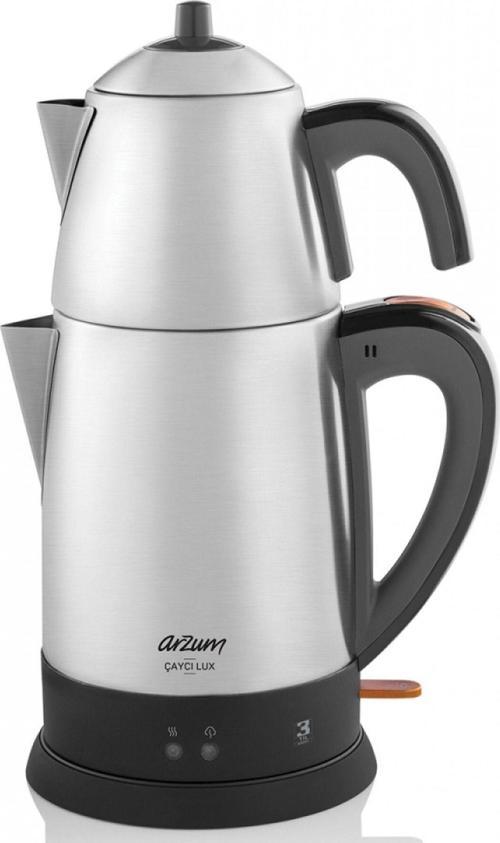 AR3051-INX Çaycı Lux Inox Paslanmaz Çelik Çay Makinesi (1.8 L Su Isıtıcı, 0.7 L Demlik Kapasite)