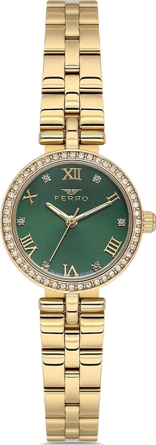 FL21612AWT-B6 Quartz Çelik Altın Rengi Yeşil Kadran 21 mm Kadın Kol Saati