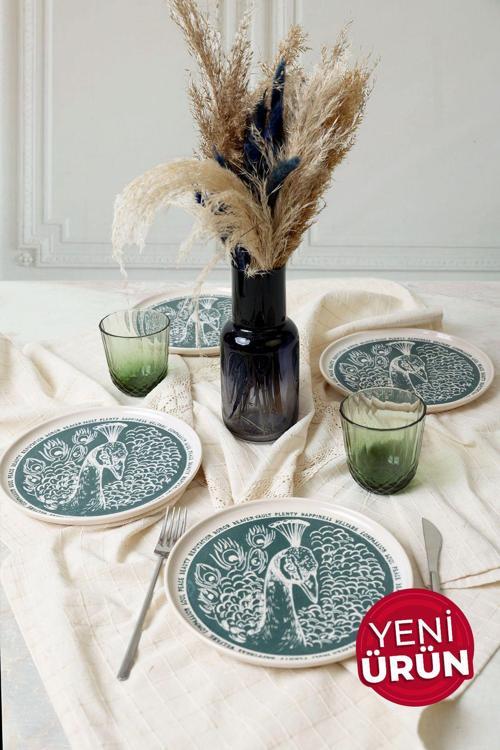 Tavus Kuşu Nordıc Pasta Tabağı 22 Cm 4 Adet 23137