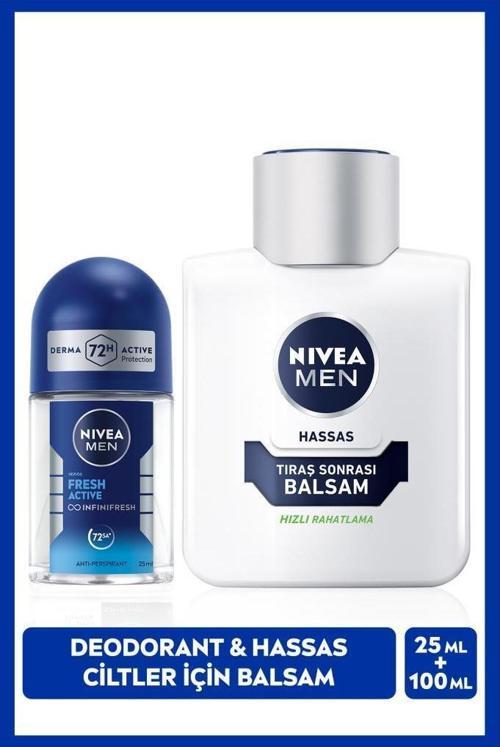 MEN Erkek Hassas Ciltler İçin Tıraş Sonrası Balsam 100ml ve Mini Roll-on Deodorant Fresh Active25ml 