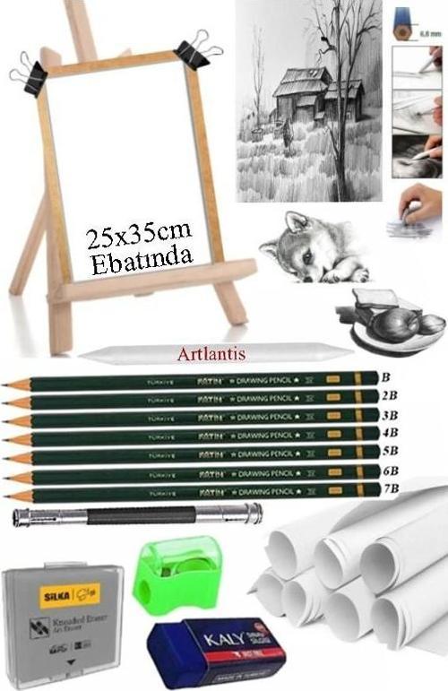 Dereceli Kurşun Kalem Seti 25x35 Duralit Masaüstü Drawing Şövale Set Resim Kağıdı Kalem Uzatma Gölgelendirme Dağıtıcı