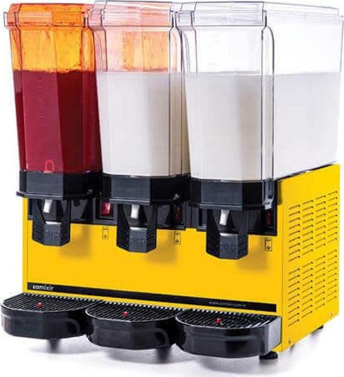 60.SMMY Klasik Triple Soğuk İçecek Dispenseri, 20+20+20 L, Fıskiye-Karıştırıcı-Karıştırıcı, Sarı