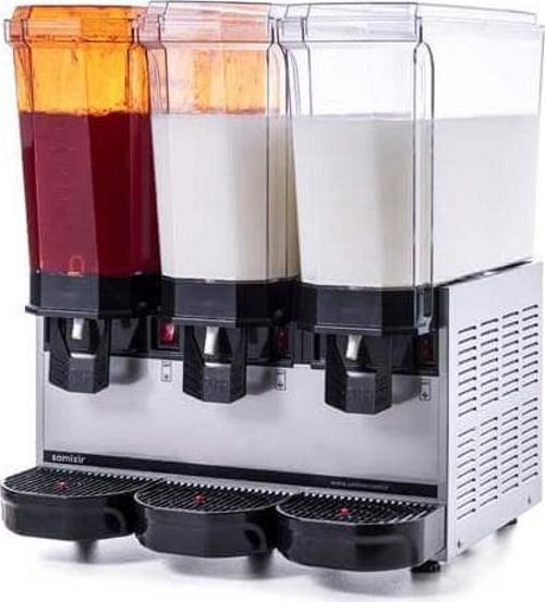 60.SSMI Klasik Triple Soğuk İçecek Dispenseri, 20+20+20 L, Fıskiyeli-Fıskiyeli-Karıştırıcılı, Inox