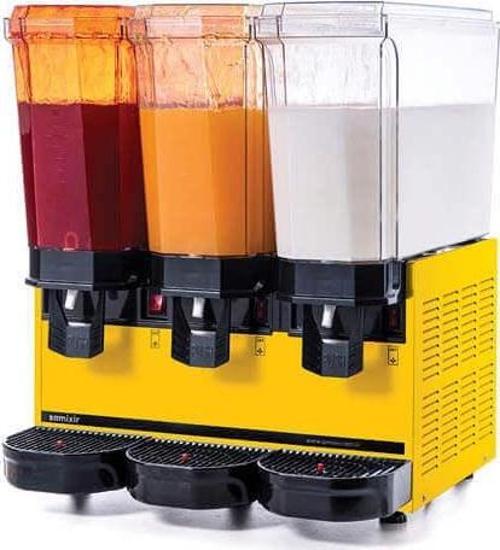 60.SSMY Klasik Triple Soğuk İçecek Dispenseri, 20+20+20 L, Fıskiyeli-Fıskiyeli-Karıştırıcılı, Sarı