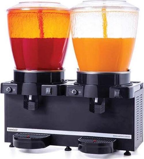 SS44.AB Twin Soğuk İçecek Dispenseri, 22+22 L, Panaromik, Analog, Fıskiyeli, Siyah
