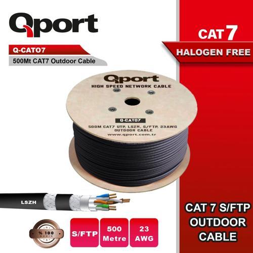 Q-Cato7 S/Ftp 23Awg 500M Cat7 Siyah Kablo (Halogeen Free) Full Bakır