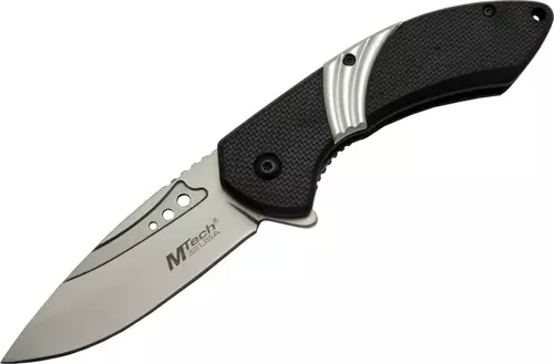 4214 Beyaz Kamp Çakı 20cm- Yarı Otomatik, Kemerlikli, Oluklu