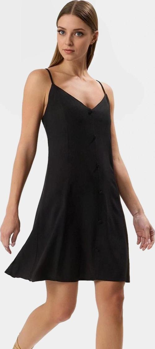 Rahat Viskoz Mini Elbise V Yaka Düğmeli Shift Kalıp Günlük Kullanım İçin Modern Stil