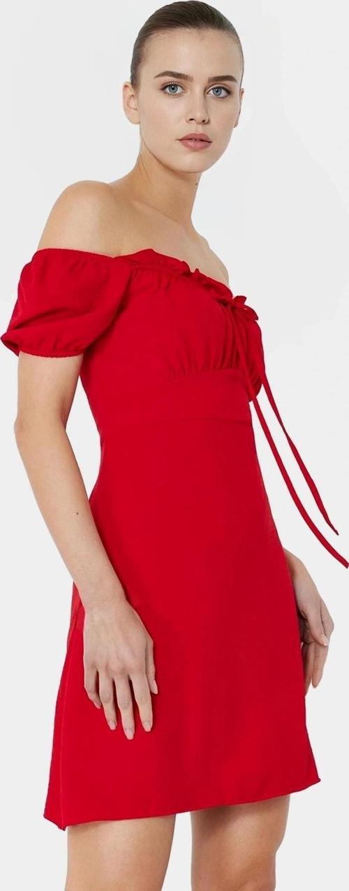 A Line Mini Elbise Krep Kumaş Balon Kollu Rahat Kalıp Şık Görünüm Kaliteli İşçilik