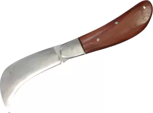 Bursa Çelik Eğri Bağ / Kablo / Aşı Çakısı, Ahşap Saplı - 22 cm