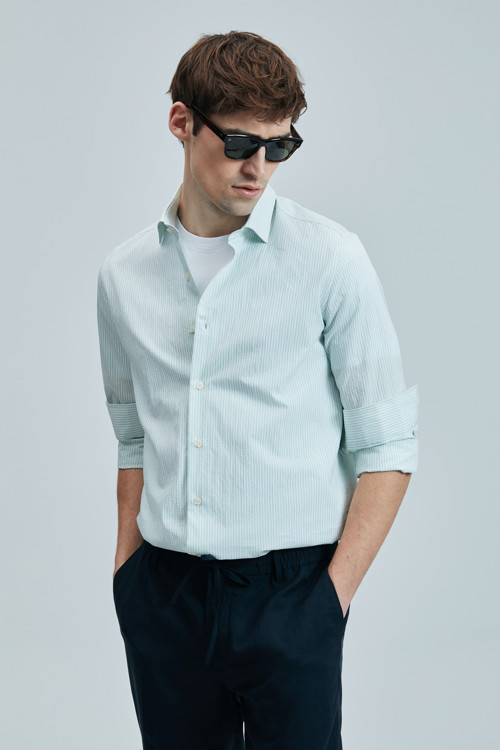 Charles Erkek Basic Gömlek Regular Fit Yeşil