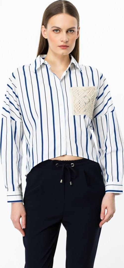 On Fashion Cebi Dantel Detaylı Kadın Çizgili Gömlek 25Y.ON.GML.56530.01
