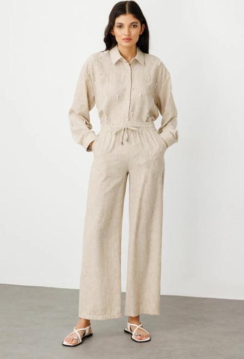 On Fashion Bol Paça Kadın Keten Pantolon 25Y.ON.PNT.56539.01