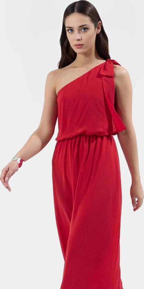 Tek Omuzlu Şifon Maxi Elbise  Polyester Skater Şık Görünüm Kaliteli İşçilik