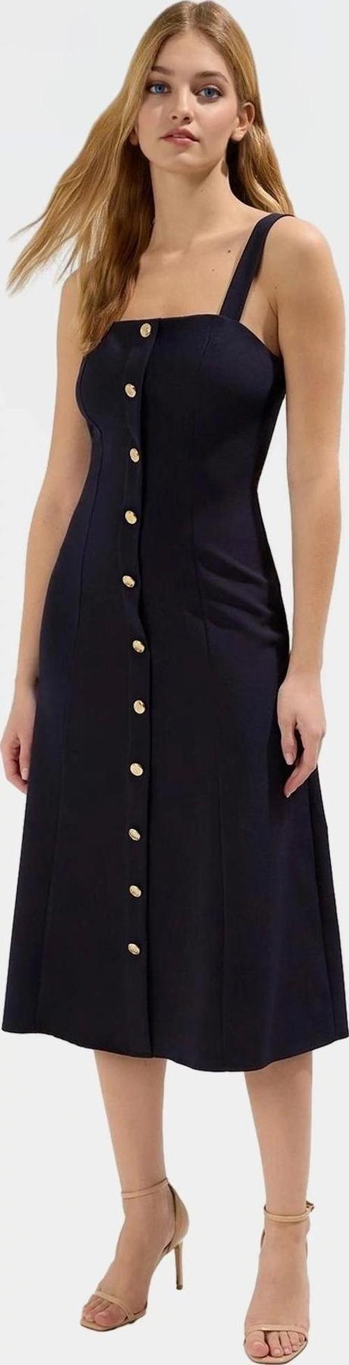 Renk A Kesim Kolsuz Midi Elbise Dokuma Kumaştan Rahat ve Şık Trend Tasarım