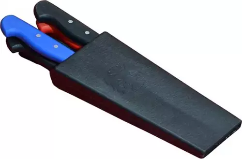 Plastik Bıçak Kütüklüğü 4 lü - Kırmızı, Plastik, Kemerlikli Bıçak Çanta