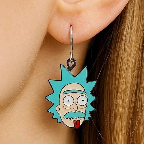 Rick and Morty Einstein Şekilli Mineli Kadın Küpe Çift Adet El Yapımı Küpe
