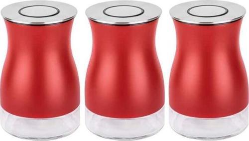 3 Parça Kırmızı Cam Kavanoz Seti 730ml