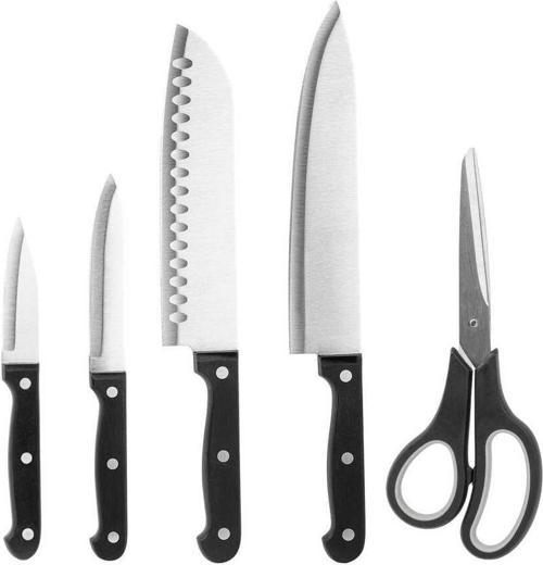 5 Parça Siyah Saplı Bıçak Makas Seti