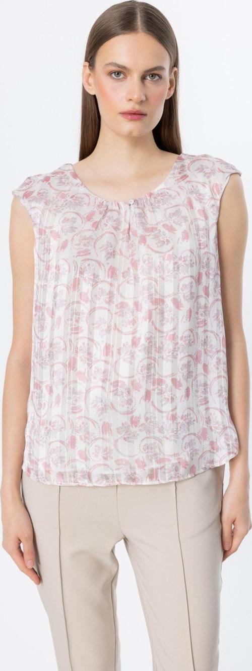 Kadın Desenli Kolsuz Bluz 3124 Pink