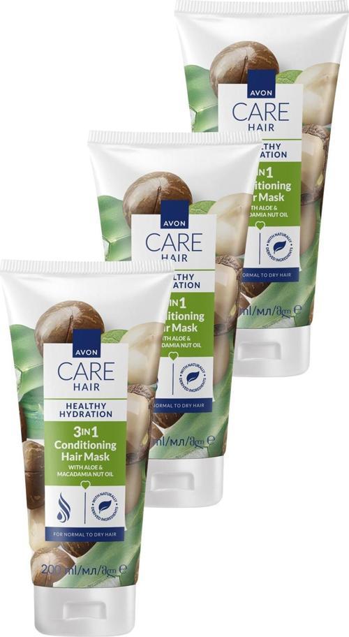 Care Aloe ve Makademya Yağı İçeren 3’ü 1 Arada Saç Maskesi 200ml Üçlü Paket