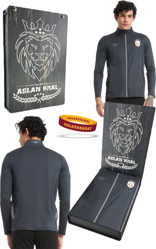 Orijinal Lisanslı 5 Yıldızlı Fermuarlı Antrasit Sweat + Silikon Bileklik Set