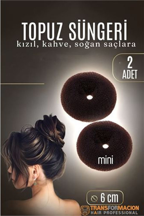 KAHVE Mini Saç Topuz Süngeri 2 ADET 6 CM Çap 2.5 cm Kalınlık