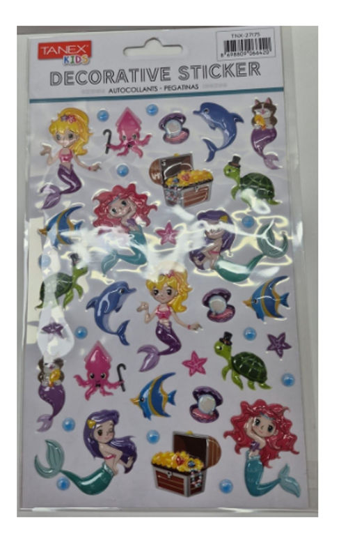 Puffy Deniz Kızı-Balıklar Serisi Stickers Tnx-27175