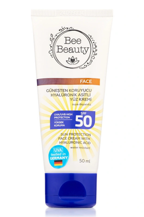 Hyalüronik Asitli Güneş Koruyucu Yüz Kremi SPF50 – Nemlendirici Etkili, 50 ml