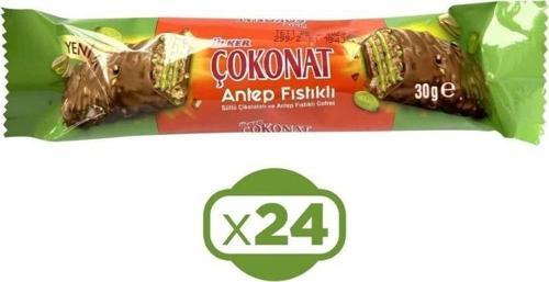 Antep Fıstığı Çikolata Kaplamalı Gofret 30 Gram x 24 Adet