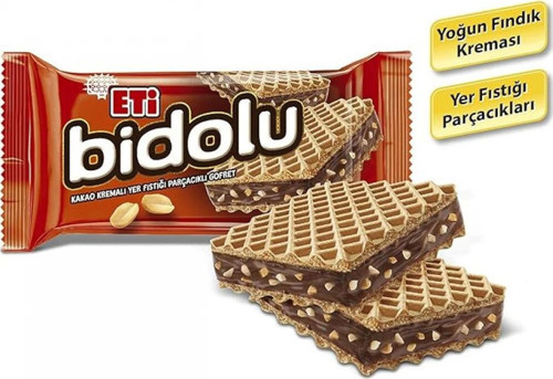 Eti Bidolu Kakao Kremalı Yer Fıstığı Parçacıklı Gofret 81 Gr 12 Adet