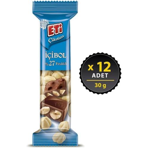 Eti Çikolata İçibol %27 Fındıklı 30 g x 12 Adet