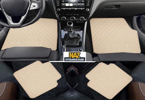 DACİA duster 2018 - 2023 Uyumlu Bej Dikişli Bej Deri Paspas