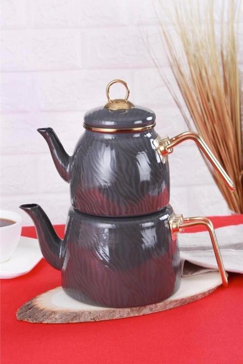 QUALİTA HÜMA SERİSİ EMAYE ÇAYDANLIK TAKIMI/GRİ XAP-011533-6