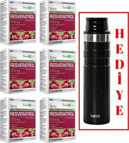 6 ADET SUDA VİTAMİN RESVERATROL 60 KAPSÜL (TANQ ÖMÜR BOYU GARANTİLİ 600CC TERMOS HEDİYELİ)