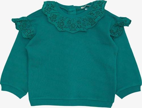 Kız Bebek Sweatshirt Güpürlü Arkası Düğmeli 9 Ay-3 Yaş, Yeşil