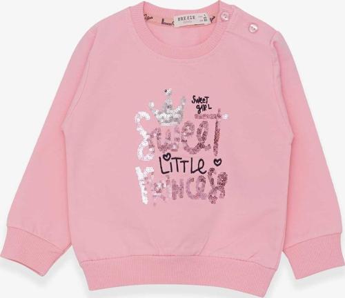 Kız Çocuk Sweatshirt Nakışlı Pullu 1-4 Yaş, Pudra