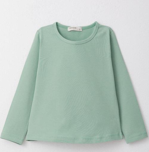 Kız Çocuk Uzun Kollu Tişört Basic 3-7 Yaş, Mint Yeşili