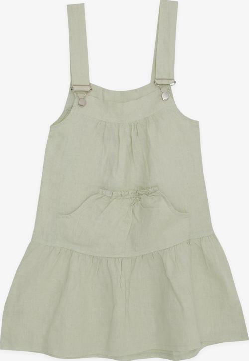 Kız Çocuk Jile Elbise Cepli Askılı 5-9 Yaş, Su Yeşili