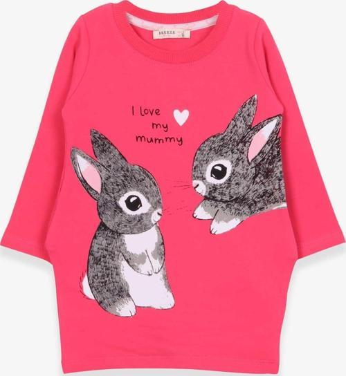Kız Çocuk Tunik Tavşan Desenli 1.5-5 Yaş, Pembe